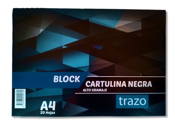 BLOCK CARTULINA A4 NEGRA TRAZOS