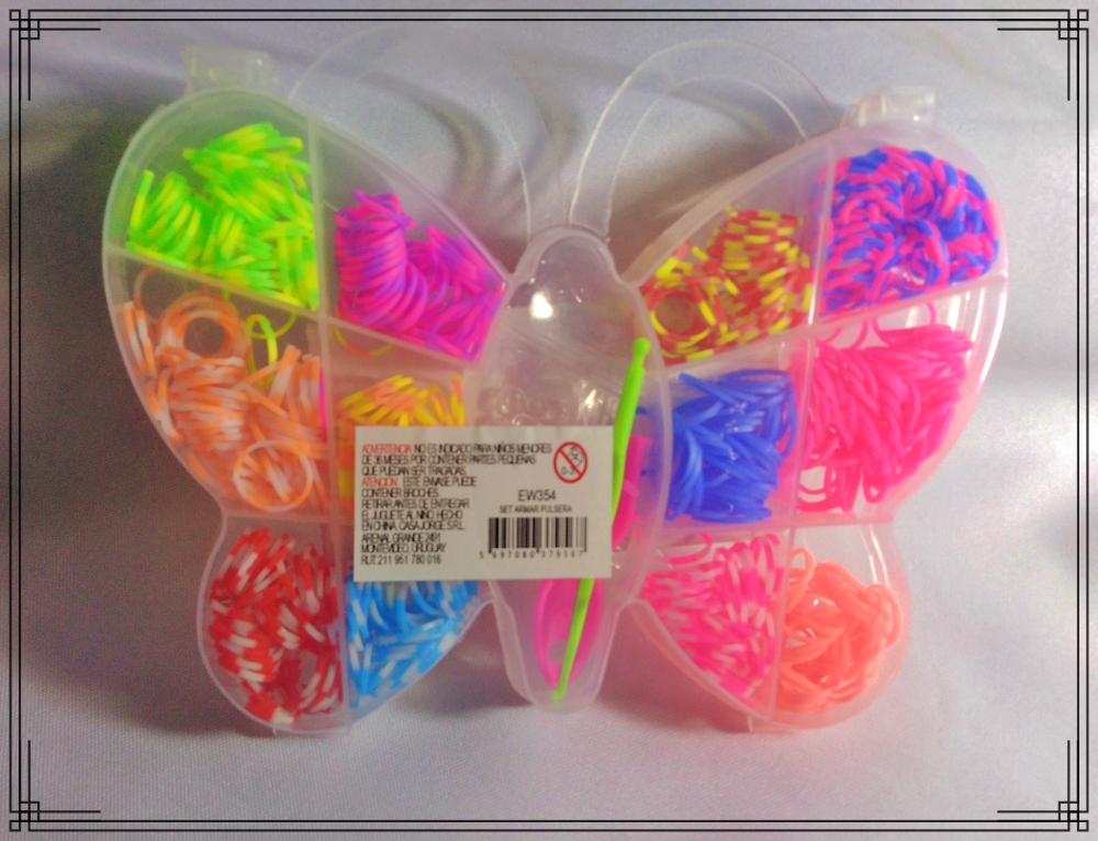 JUEGO DE HACER PULSERAS GOMITAS CAJA MARIPOSA