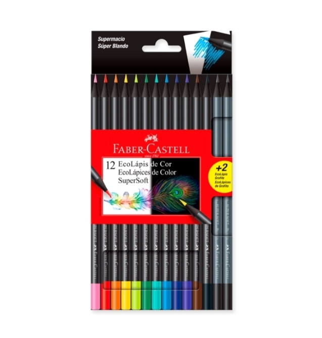 LAPIZ COLOR X12 L. FABER SUPERSOFT NEGRO +2