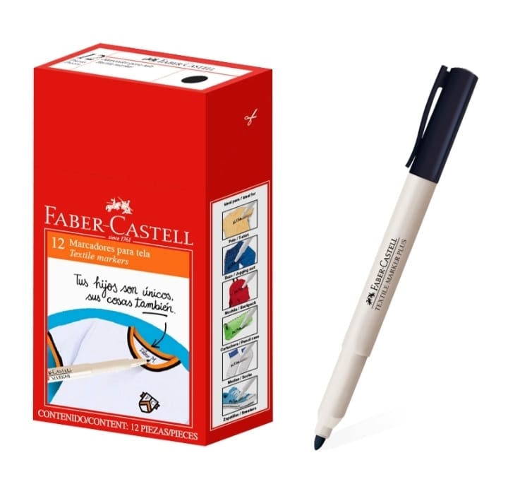 MARCADOR P/TELA FABER PASTEL NEGRO 