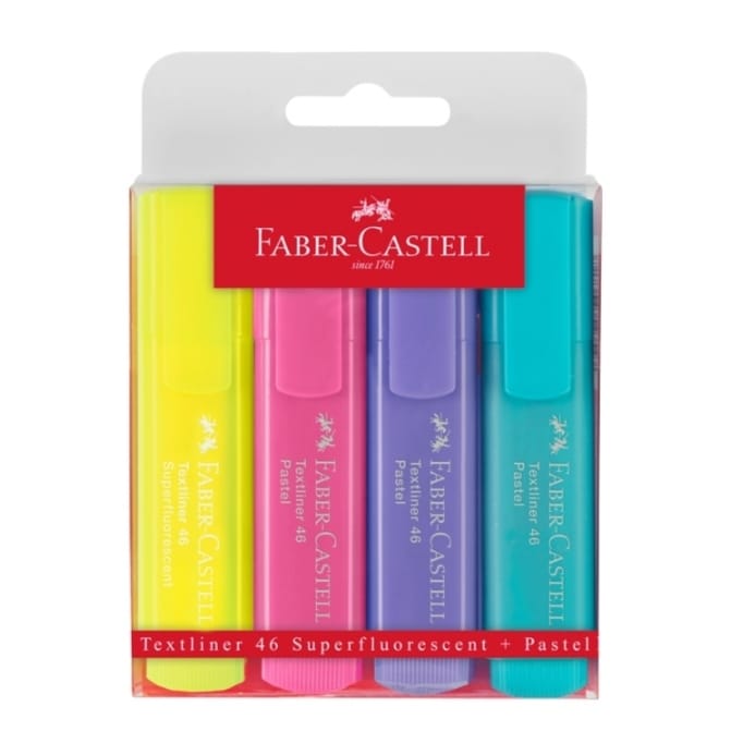MARCADOR X4 FABER FLUO PASTEL
