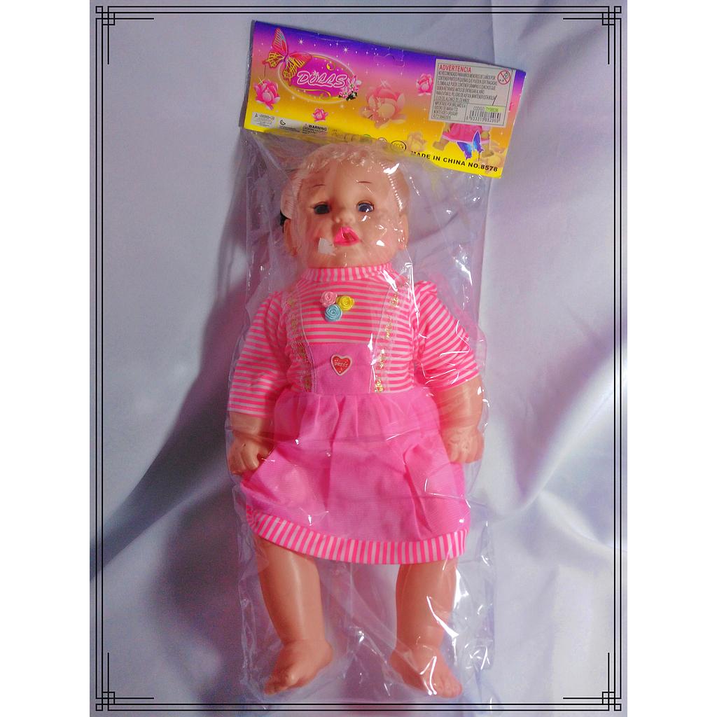 MUÑECA 50CM VESTIDO ROSA