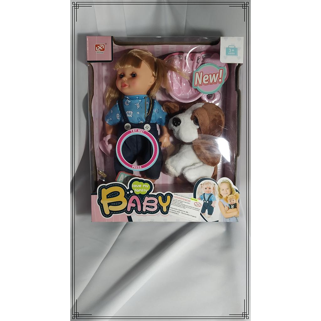 MUÑECA C/MASCOTA Y SONIDO CAJA
