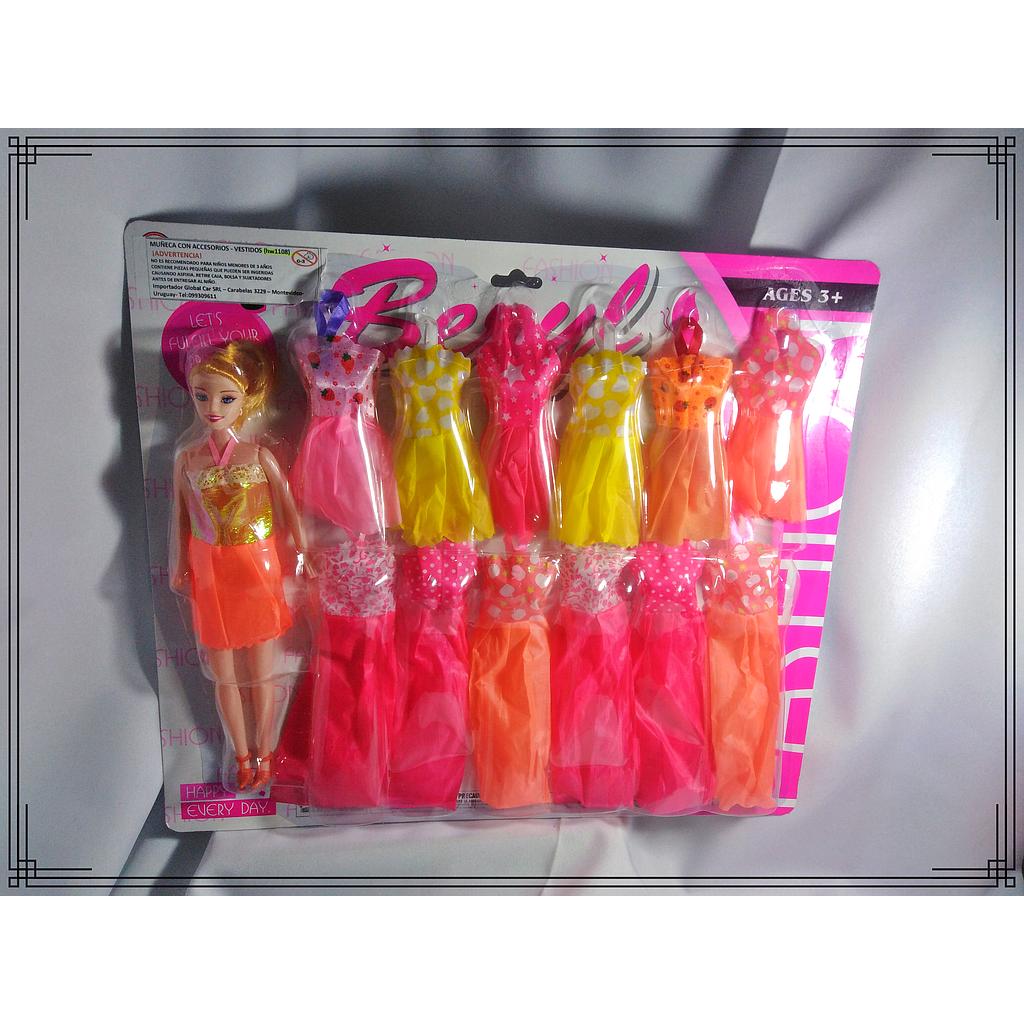MUÑECA FLACA C/12 VESTIDOS