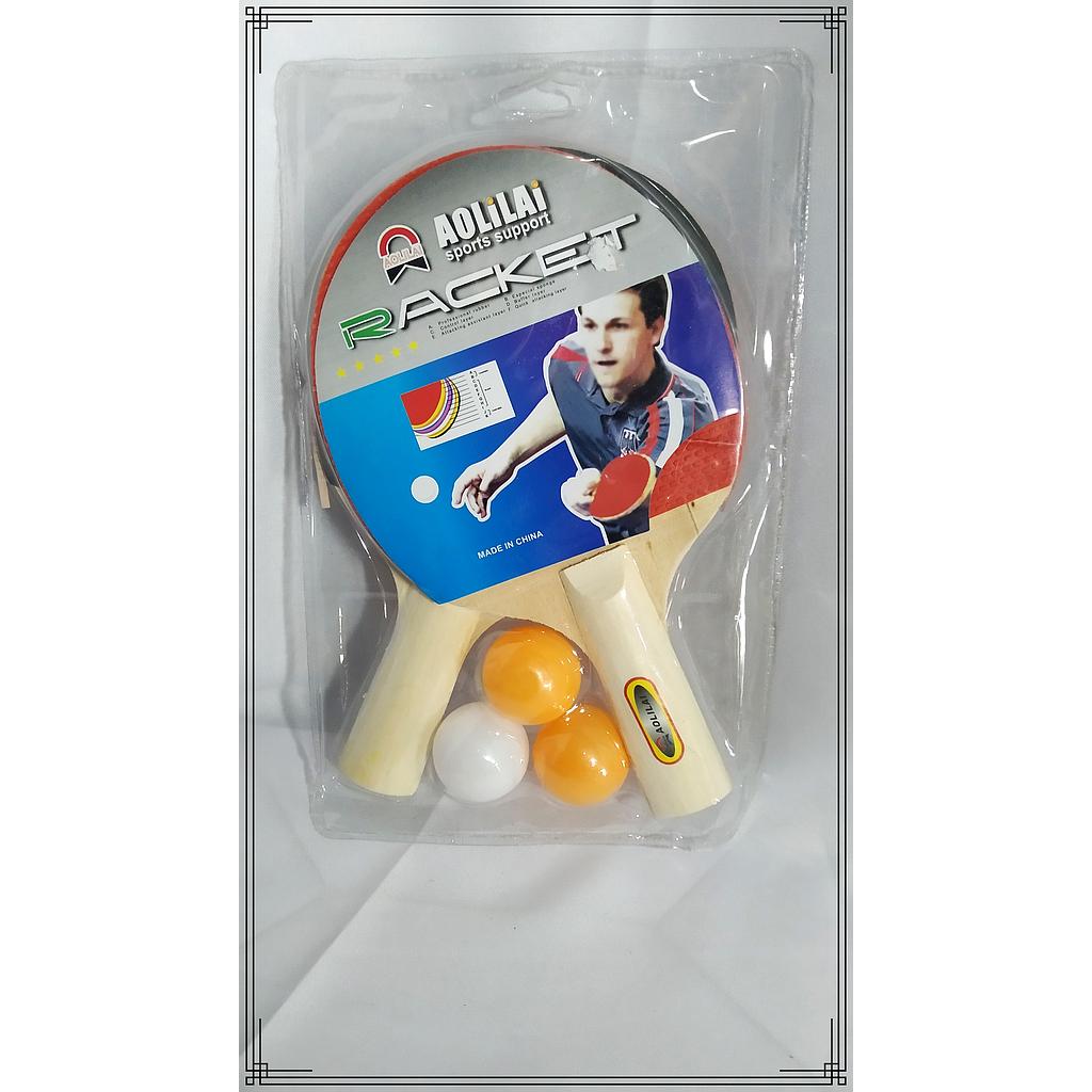 PALETA PING PONG +3 PELOTAS EN MICA