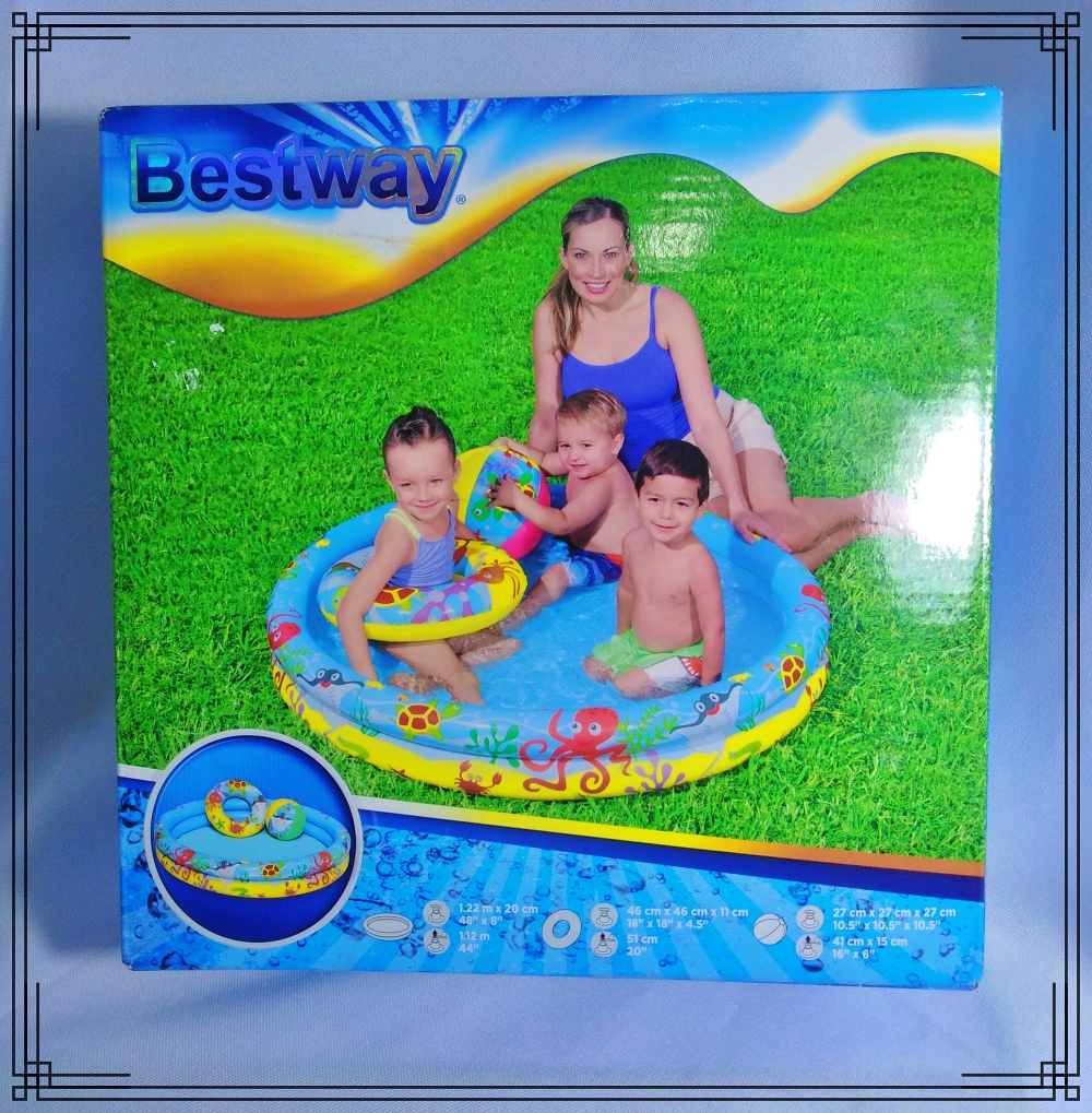 PISCINA INF. 122CM C/ARO Y PELOTA BESTWAY CAJA