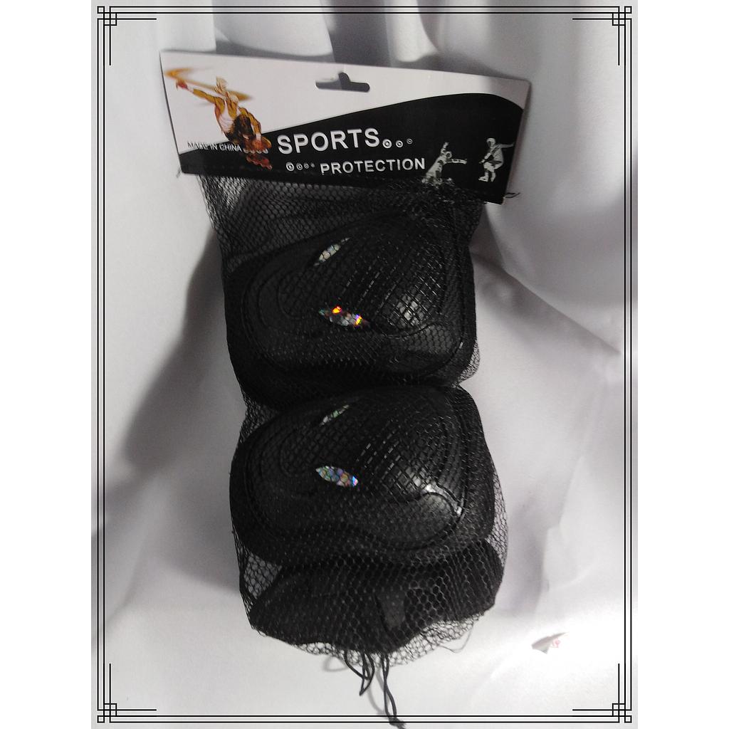 PROTECTORES CODERAS+RODILLERAS + GUANTE NEGRO EN RED